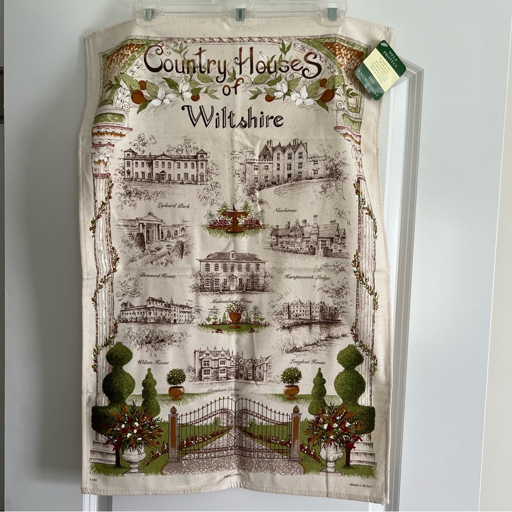Country Houses of Wiltshire Kitchen Tea Towel Wall Hanging NWT